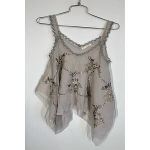 Anthropologie X Let Me Be Embellished Cami Tank Fairy Hem Top Womens S Festival